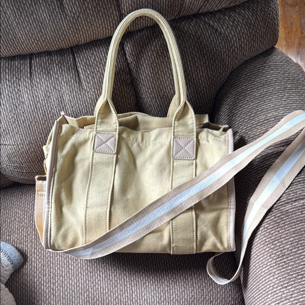 Tan Crossbody Bag with Detachable Strap and Structured Design